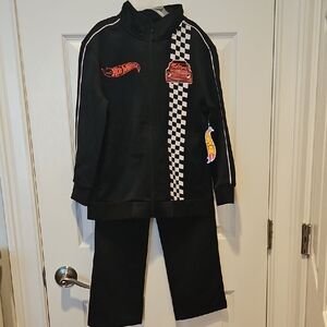 NWT 2pc Hot Wheels Black Tracksuit with Checkered Design